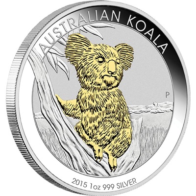 2015 1oz Silver Gilded Koala - Boxed Edition - Click Image to Close